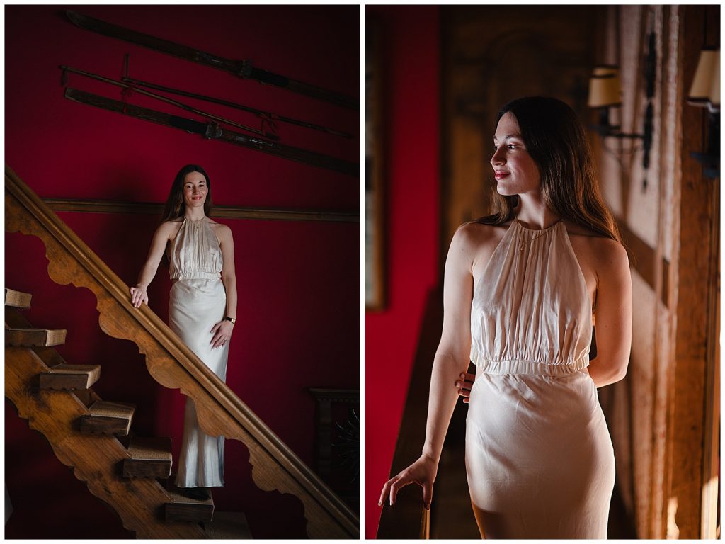 Rustic Swiss chalet in Klosters decorated for intimate wedding morning